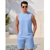 imageEkouaer Mens Pajamas Set Workout Tank Top Pjs Sets with Shorts 2 Piece Soft Sleeveless Casual Shirts Loungewear Sets SXXLClear Blue
