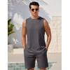 imageEkouaer Mens Pajamas Set Workout Tank Top Pjs Sets with Shorts 2 Piece Soft Sleeveless Casual Shirts Loungewear Sets SXXLDark Flower Grey