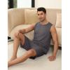 imageEkouaer Mens Pajamas Set Workout Tank Top Pjs Sets with Shorts 2 Piece Soft Sleeveless Casual Shirts Loungewear Sets SXXLDark Flower Grey