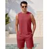 imageEkouaer Mens Pajamas Set Workout Tank Top Pjs Sets with Shorts 2 Piece Soft Sleeveless Casual Shirts Loungewear Sets SXXLDark Red
