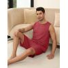 imageEkouaer Mens Pajamas Set Workout Tank Top Pjs Sets with Shorts 2 Piece Soft Sleeveless Casual Shirts Loungewear Sets SXXLDark Red