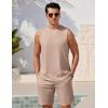 imageEkouaer Mens Pajamas Set Workout Tank Top Pjs Sets with Shorts 2 Piece Soft Sleeveless Casual Shirts Loungewear Sets SXXLKhaki