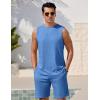 imageEkouaer Mens Pajamas Set Workout Tank Top Pjs Sets with Shorts 2 Piece Soft Sleeveless Casual Shirts Loungewear Sets SXXLPeacock Blue