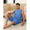 imageEkouaer Mens Pajamas Set Workout Tank Top Pjs Sets with Shorts 2 Piece Soft Sleeveless Casual Shirts Loungewear Sets SXXLPeacock Blue