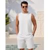 imageEkouaer Mens Pajamas Set Workout Tank Top Pjs Sets with Shorts 2 Piece Soft Sleeveless Casual Shirts Loungewear Sets SXXLWhite