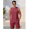 imageEkouaer Mens Pajamas Set Workout Tank Top Pjs Sets with Shorts 2 Piece Soft Sleeveless Casual Shirts Loungewear Sets SXXLWine Red