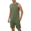 imageEkouaer Mens Pajamas Set Workout Tank Top Pjs Sets with Shorts 2 Piece Soft Sleeveless Casual Shirts Loungewear Sets SXXLArmy Green