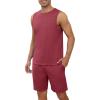 imageEkouaer Mens Pajamas Set Workout Tank Top Pjs Sets with Shorts 2 Piece Soft Sleeveless Casual Shirts Loungewear Sets SXXLWine Red