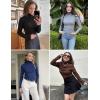 imageEkouaer Women Turtleneck Shirt Long Sleeve Layer Tops Basic Ribbed Tees Soft Stretch Thermal Undershirts Lightweight BlouseBeige