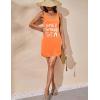 imageEkouaer Womens Tank Nightgown V Neck Sleepshirts Soft Sleeveless Chemise Nightdress SXXLOrange Letter