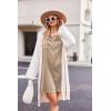 imageEkouaer Women Satin Sleep Shirt Long Sleeve Nightgown Button Down Nightshirt Silk Sleepwear Soft Pajama Dress Sleep DressKhaki