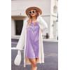 imageEkouaer Women Satin Sleep Shirt Long Sleeve Nightgown Button Down Nightshirt Silk Sleepwear Soft Pajama Dress Sleep DressLilac
