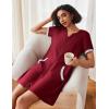 imageEkouaer Women Zipper Robe Waffle Short Sleeve Bathrobes Lightweight Knee Length Housecoat with Pockets S3XLDark Red