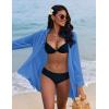 imageEkouaer Womens Beach Bikini Coverup Long Rollup Sleeve Beach Shirt Bathing Suit Cover UpBlue