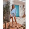 imageEkouaer Womens Beach Bikini Coverup Long Rollup Sleeve Beach Shirt Bathing Suit Cover UpLight Blue