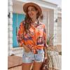 imageEkouaer Womens Beach Bikini Coverup Long Rollup Sleeve Beach Shirt Bathing Suit Cover UpOrange Leaf