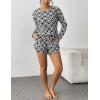 imageEkouaer Womens Waffle Knit Pajama Sets Long Sleeve Top and Shorts Matching Lounge Set Loungewear Sweatsuit with PocketsBlack Heart