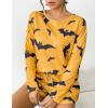 imageEkouaer Womens Waffle Knit Pajama Sets Long Sleeve Top and Shorts Matching Lounge Set Loungewear Sweatsuit with PocketsHalloween