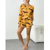 imageEkouaer Womens Waffle Knit Pajama Sets Long Sleeve Top and Shorts Matching Lounge Set Loungewear Sweatsuit with PocketsHalloween