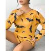 imageEkouaer Womens Waffle Knit Pajama Sets Long Sleeve Top and Shorts Matching Lounge Set Loungewear Sweatsuit with PocketsHalloween