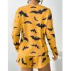 imageEkouaer Womens Waffle Knit Pajama Sets Long Sleeve Top and Shorts Matching Lounge Set Loungewear Sweatsuit with PocketsHalloween