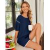 imageEkouaer Womens Waffle Knit Pajama Sets Long Sleeve Top and Shorts Matching Lounge Set Loungewear Sweatsuit with PocketsZblue Purple