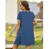 imageEkouaer Zip Up Robes for Women Short Sleeves Zipper House Coat Short Bathrobes Lightweight Nightgown with Pockets S3XLDark Blue