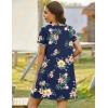 imageEkouaer Zip Up Robes for Women Short Sleeves Zipper House Coat Short Bathrobes Lightweight Nightgown with Pockets S3XLFloral Navy