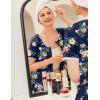imageEkouaer Zip Up Robes for Women Short Sleeves Zipper House Coat Short Bathrobes Lightweight Nightgown with Pockets S3XLFloral Navy
