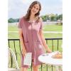 imageEkouaer Zip Up Robes for Women Short Sleeves Zipper House Coat Short Bathrobes Lightweight Nightgown with Pockets S3XLGray Purple