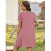 imageEkouaer Zip Up Robes for Women Short Sleeves Zipper House Coat Short Bathrobes Lightweight Nightgown with Pockets S3XLGray Purple