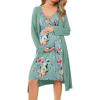 imageEkouaer Maternity Nursing Gown and Robe Set Labor Delivery Nursing Nightgowns for Breastfeeding Pregnancy ClothesLight Blue Flower