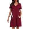 imageEkouaer Women Zipper Robe Waffle Short Sleeve Bathrobes Lightweight Knee Length Housecoat with Pockets S3XLDark Red
