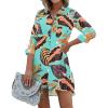 imageEkouaer Womens Beach Bikini Coverup Long Rollup Sleeve Beach Shirt Bathing Suit Cover UpGreen Leaf