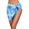 imageEkouaer Womens Coverups Beach Short Sarong Sheer Chiffon Cover Up Bikini Wraps S3XLBlue Tie Dye