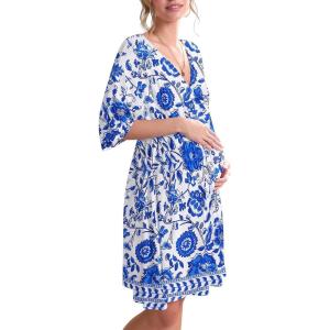 imageEkouaer 3 in 1 LaborDeliveryHospital Gown Maternity Dress Nursing Nightgown Sleepwear for BreastfeedingWhite Floral
