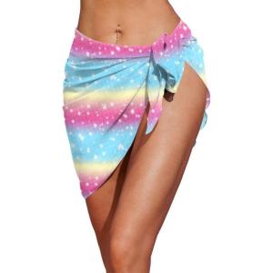 imageEkouaer Womens Coverups Beach Short Sarong Sheer Chiffon Cover Up Bikini Wraps S3XLMermaid Gradient