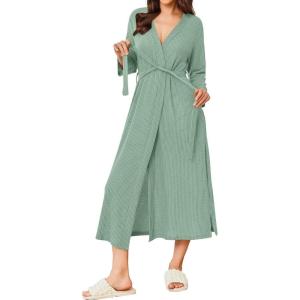 imageEkouaer Womens Robe Long Waffle Knit Bathrobe Lightweight Soft Kimono Robes Loungewear SXXLMint Green