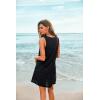 imageEkouaer Womens Sleeveless Swimwear Coverups TShirt Beach Dress Tank Bikini Cover Up with PrintAblackcoconut Palm