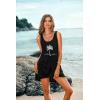 imageEkouaer Womens Sleeveless Swimwear Coverups TShirt Beach Dress Tank Bikini Cover Up with PrintAblackcoconut Palm2
