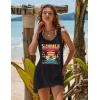 imageEkouaer Womens Sleeveless Swimwear Coverups TShirt Beach Dress Tank Bikini Cover Up with PrintAblacktropical Trees