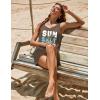 imageEkouaer Womens Sleeveless Swimwear Coverups TShirt Beach Dress Tank Bikini Cover Up with PrintAbrowncoconut Palm