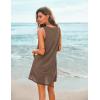 imageEkouaer Womens Sleeveless Swimwear Coverups TShirt Beach Dress Tank Bikini Cover Up with PrintAbrowncoconut Palm