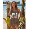 imageEkouaer Womens Sleeveless Swimwear Coverups TShirt Beach Dress Tank Bikini Cover Up with PrintAbrowncoconut Palm