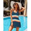imageEkouaer Womens Sleeveless Swimwear Coverups TShirt Beach Dress Tank Bikini Cover Up with PrintBstripe