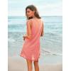 imageEkouaer Womens Sleeveless Swimwear Coverups TShirt Beach Dress Tank Bikini Cover Up with PrintOrange Pink