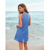 imageEkouaer Womens Sleeveless Swimwear Coverups TShirt Beach Dress Tank Bikini Cover Up with PrintPure Blue