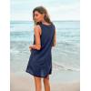 imageEkouaer Womens Sleeveless Swimwear Coverups TShirt Beach Dress Tank Bikini Cover Up with PrintPure Navy Blue