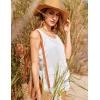 imageEkouaer Womens Sleeveless Swimwear Coverups TShirt Beach Dress Tank Bikini Cover Up with PrintWhite