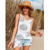 imageEkouaer Womens Sleeveless Swimwear Coverups TShirt Beach Dress Tank Bikini Cover Up with PrintWhite Flower